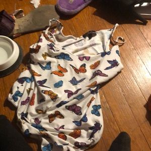 White butterfly bodysuit